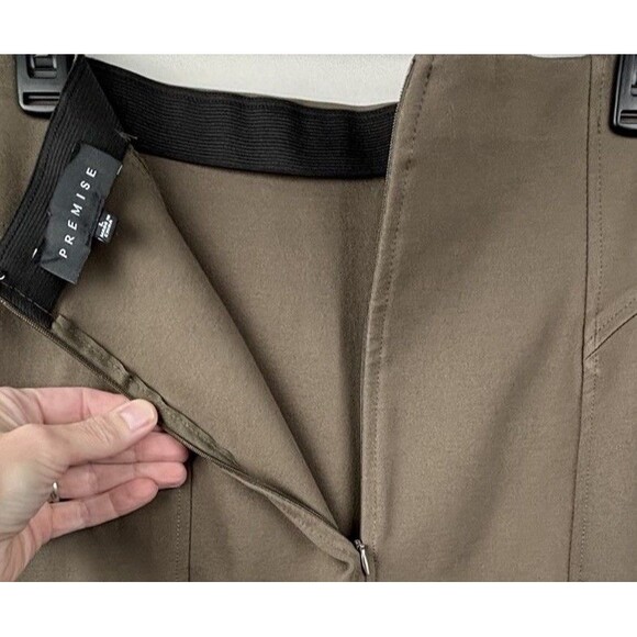Premise Womens Large Skirt Olive 24" Length Zipper Knit Stretch Pencil - Picture 7 of 8